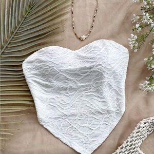 SHEIN White Strapless Tube Top Size M Y2K Summer Basic